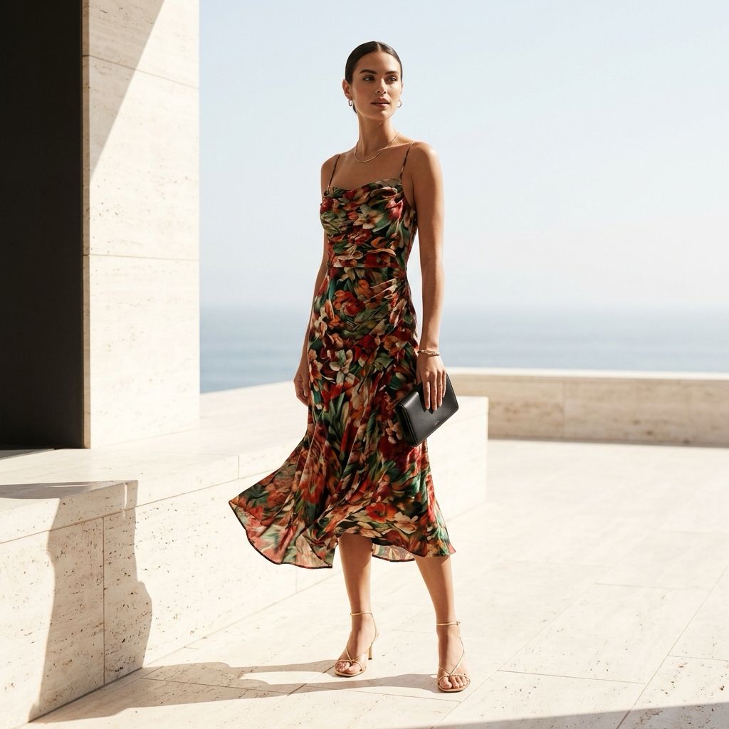 Elegant wedding guest outfit